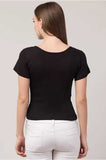 Whitewhale Casual Regular Sleeves Solid Women Black Top