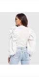 Whitewhale Casual Puff Sleeves Solid Women Neon Top