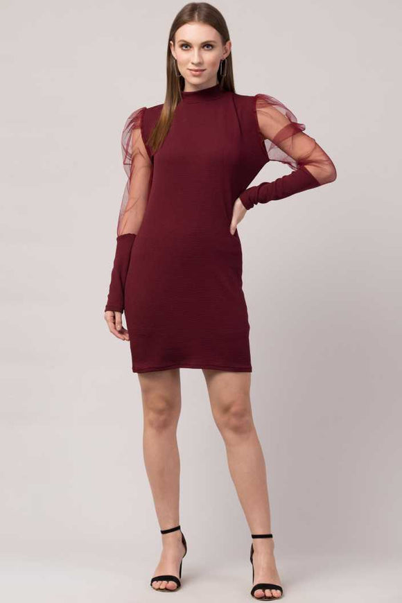 Whitewhale Women Bodycon Maroon Dress