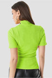Whitewhale Casual Regular Sleeves Solid Women Neon Top