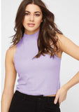 Whitewhale Casual Sleeveless Solid Women Lavender Top