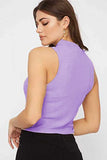 Whitewhale Casual Sleeveless Solid Women Lavender Top