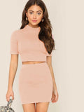 Whitewhale Women Two Piece Pink Dress