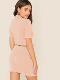 Whitewhale Women Two Piece Pink Dress
