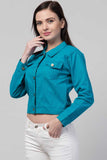 Whitewhale Full Sleeve Solid Women Denim Cool Blue Jacket