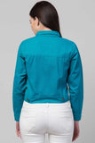 Whitewhale Full Sleeve Solid Women Denim Cool Blue Jacket