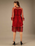 Whitewhale Women Fit and Flare Maroon Dress