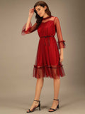 Whitewhale Women Fit and Flare Maroon Dress