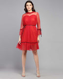Whitewhale Women Fit and Flare Red Dress