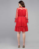 Whitewhale Women Fit and Flare Red Dress