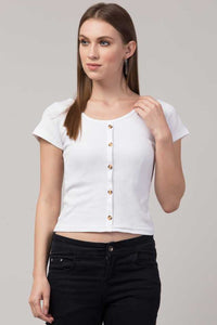 Whitewhale Casual Regular Sleeves Solid Women White Top