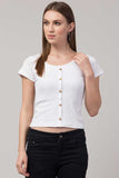 Whitewhale Casual Regular Sleeves Solid Women White Top
