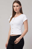 Whitewhale Casual Regular Sleeves Solid Women White Top