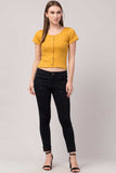 Whitewhale Casual Regular Sleeves Solid Women Yellow Top
