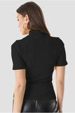 Whitewhale Casual Regular Sleeves Solid Women Black Top