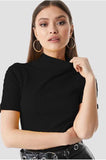 Whitewhale Casual Regular Sleeves Solid Women Black Top