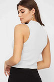 Whitewhale Casual Sleeveless Solid Women White Top